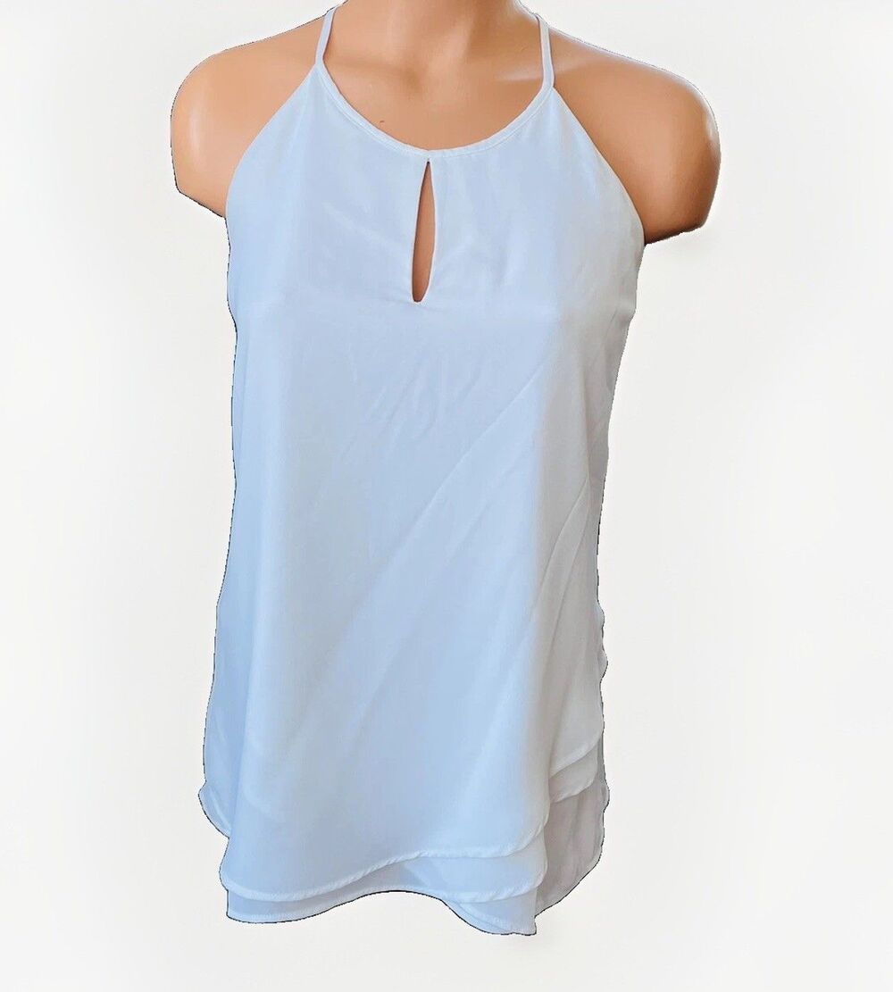 Catherine Malandrino White Sleeveless Blouse Size XS Waterfall Hem